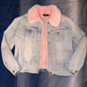 pink denim jacket missguided